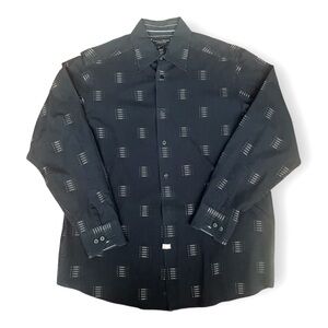 Crazy Horse by Clairborne men’s dress shirt black with design Size Large
